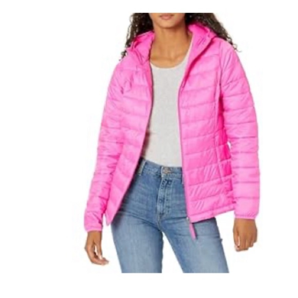 Amazon Essentials pink puffer jacket